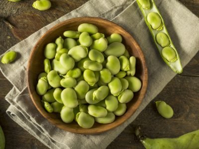 Raw Organic Fresh Green Fava Beans REady to Cook With